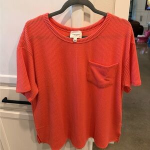 Andree Vibrant Coral Short Sleeve Top